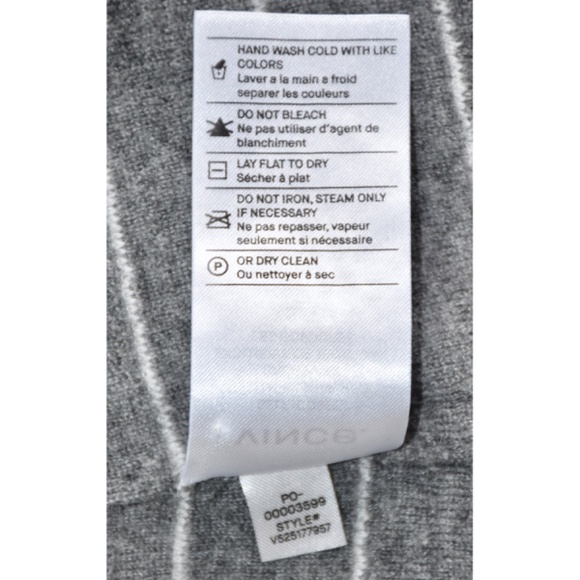 VINCE NWT 100% CASHMERE STRIPED BELL SLEEVE HEATHER STONE/STERLING SWEATER. S - Picture 15 of 15